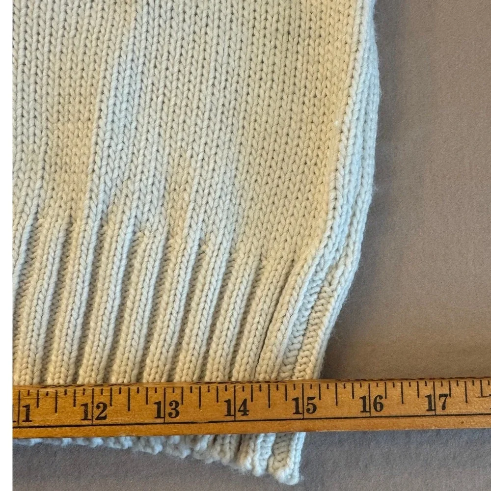 WILLOW & WIND Cream Fringe Turtleneck Sweater XS Cozy Boho Chunky‎ Knit Winter